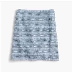NWT J CREW Mini skirt in fringy lace Blue Size 10